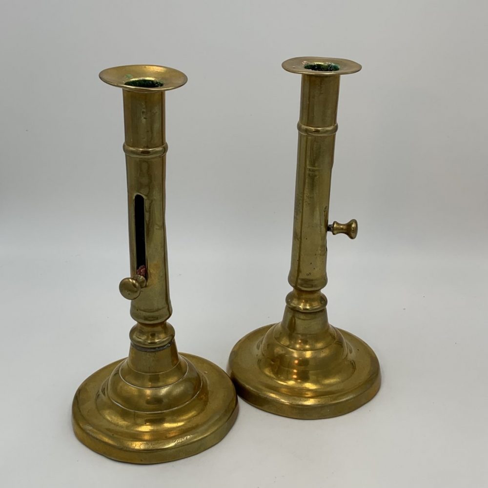 Antique Brass Pushup Candlesticks