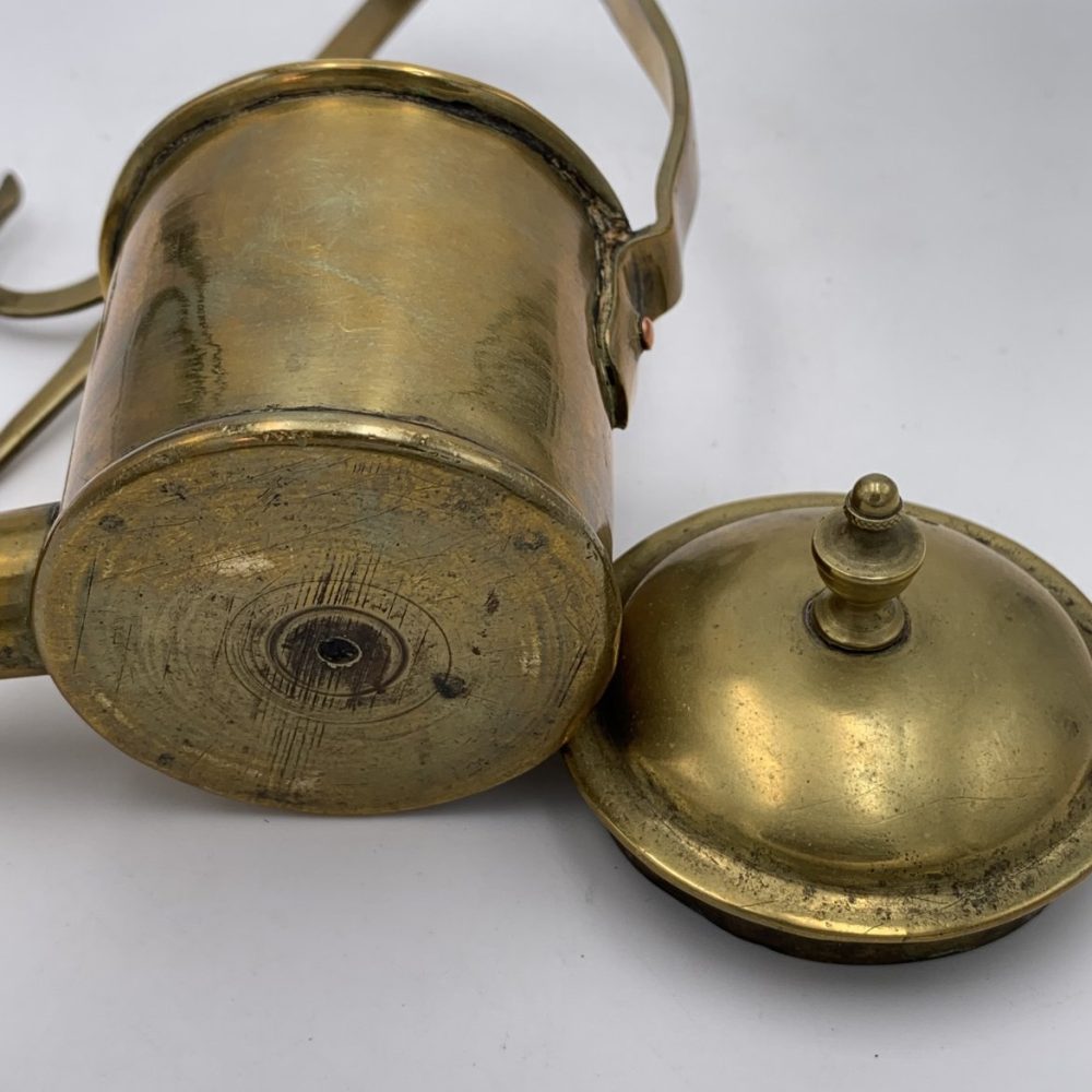 Small English-Export Brass Whale Oil Lamp with Copper Snuffer