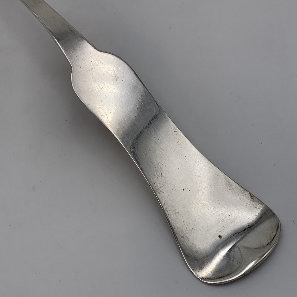 E Jaccard & Co. St Louis Coin Silver Fiddleback Spoon 8.5” Monogrammed 60g
