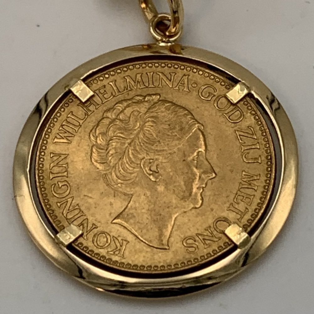 Netherlands 10 Gulden Gold Coin, Mounted - Beck's Antiques & Books